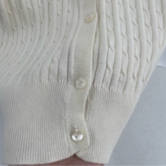 Lane Bryant Cable Knit Ivory Cotton Button Up Long Sleeve Cardigan Sweater Layer - Picture 5 of 10